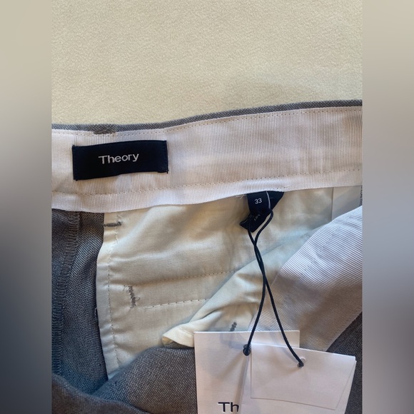 NWT Theory Zaine Grey Heather Cotton Stretch Flannel Pants - Picture 3 of 5